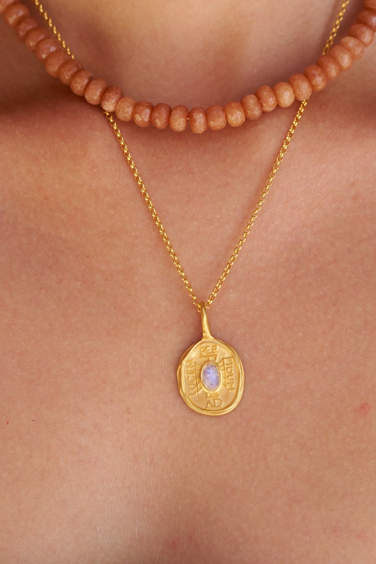 Carnelian Layering Necklace styled with complementary pieces
